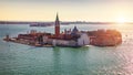 Aerial view at San Giorgio Maggiore island, Venice, Italy. Canal Grande with San Giorgio Maggiore church, Venice, Italy. The Royalty Free Stock Photo