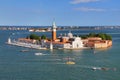 Aerial view of San Giorgio Maggiore Island in Venice, Italy Royalty Free Stock Photo