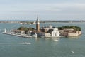 Aerial view of San Giorgio Maggiore Island in Venice, Italy. Royalty Free Stock Photo