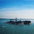 Aerial view at San Giorgio Maggiore island, Venice Royalty Free Stock Photo
