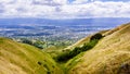 Aerial view of San Jose, part of Silicon Valley; golden hills visible in the foreground; South San Francisco bay area, California Royalty Free Stock Photo