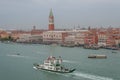 Aerial view of San Marco square and Canal Grande with vaporetto and ferry