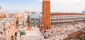 Aerial view of San Marco square in Venice, Italy with the famous monument of a bell Royalty Free Stock Photo