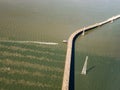 Aerial View of the San Mateo-Hayward Bridge in San Francisco Bay