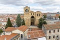 Aerial view of San Vicente Basilica in ÃÂvila from Walls of Medieval city of Avila, Castile and LeÃÂ³n, Spain. This city was