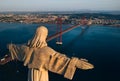 Aerial view of Sanctuary of Christ the King, Santuario de Cristo Rei. Lisbon Royalty Free Stock Photo