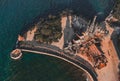 Aerial view of the Sanctuary of Truth in Pattaya, Thailand