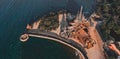 Aerial view of the Sanctuary of Truth in Pattaya, Thailand