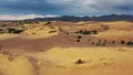 Aerial view of sand dunes Bayan Gobi in Mongolia