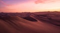 Aerial view of sand dunes during the sunset creating martian landscape