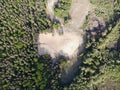 Aerial view of the sand pit in Jagen 86, a nature reserve with a size of about 13 hectares in Berlin`s Grunewald forest