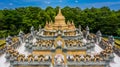 Aerial view sandstone pagoda in Wat Pa Kung Temple, Wat Prachakom Wanaram, Roi Et, Thailand