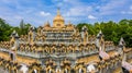 Aerial view sandstone pagoda in Wat Pa Kung Temple, Wat Prachakom Wanaram, Roi Et, Thailand