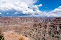 Aerial view of sandstones in Grand Canyon National Park under blue cloudy sky in Arizona