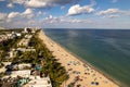 Aerial view of the sandy beach divided with waters in Fort Lauderdale, Florida Royalty Free Stock Photo