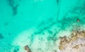 Aerial view of sandy beach and ocean with small waves in Cancun, Mexico. Top view from drone. Playa Caracol of Riviera Royalty Free Stock Photo