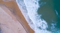 Aerial view sandy beach and waves Beautiful tropical sea in the morning summer season image by Aerial view drone shot, high angle Royalty Free Stock Photo