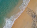 Aerial view sandy beach and waves Beautiful tropical sea in the morning summer season image by Aerial view drone shot High angle Royalty Free Stock Photo