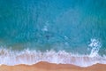 Aerial view sandy beach and waves Beautiful tropical sea in the morning summer season image by Aerial view drone shot, high angle Royalty Free Stock Photo