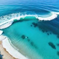 Aerial view of sandy clear turquoise Mediterranean Photo