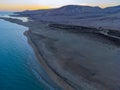 Aerial view on sandy dunes and turquoise water of Sotavento beach, Costa Calma, Fuerteventura, Canary islands, Spain in winter Royalty Free Stock Photo