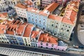 Aerial view of Santa Apolonia train station, view of the railways from top with building on site, Lisbon, Portugal Royalty Free Stock Photo