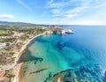 Aerial view of Santa Caterina di Pittinuri shoreline Royalty Free Stock Photo