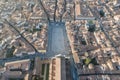 Aerial view of Santa Croce square in from tof the Basilica of Santa Croce in Florence old town, Tuscany, Italy Royalty Free Stock Photo