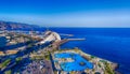 Aerial view of Santa Cruz de Tenerife skyline along the coast, C