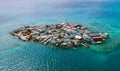 Aerial view of Santa Cruz del islote the most populated island in the world Royalty Free Stock Photo