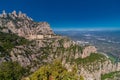 Aerial view on Santa Maria de Montserrat Abbey in Montserrat mountains, Spain