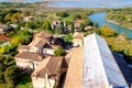 Aerial view of Santa Maria di Assunta cathedral on Torcello island