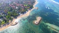 Aerial view of Sanur Beach with white sand, blue sea, and clear sky in Bali, Indonesia Royalty Free Stock Photo