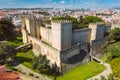 Aerial view of Sao Jorge castle or St. George castle at Lisbon city, Portugal. Royalty Free Stock Photo