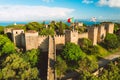 Aerial view of Sao Jorge castle or St. George castle at Lisbon city, Portugal. Royalty Free Stock Photo