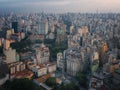 Aerial view of Sao Paulo Historic City Center with Se Cathedral and Pateo do Collegio - Sao Paulo, Brazil Royalty Free Stock Photo