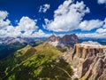 Aerial view of Sass Pordoi Mountain, Dolomites, Italy