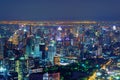 Aerial view of Sathorn, Bangkok Downtown. Financial district and business centers in smart urban city in Asia. Skyscraper and high