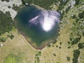 Aerial view of Satorsko Lake in Bosnia and Herzegovina on a sunny day