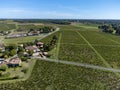 Aerial view on Sauternes village and vineyards, making of sweet dessert Sauternes wines from Semillon grapes affected by Botrytis Royalty Free Stock Photo