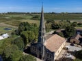 Aerial view on Sauternes village and vineyards, making of sweet dessert Sauternes wines from Semillon grapes affected by Botrytis