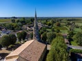 Aerial view on Sauternes village and vineyards, making of sweet dessert Sauternes wines from Semillon grapes af