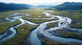 Aerial View Of Saxon Sea Valley: Luminist Landscapes In Alaska, Usa