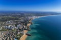 Aerial view of the scenic Algarve coastline, with beaches and resorts