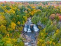 Aerial view of the scenic Blackwater Falls in West Virginia surrounded by fall foliage Royalty Free Stock Photo