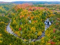 Aerial view of the scenic Blackwater Falls in West Virginia surrounded by fall foliage Royalty Free Stock Photo