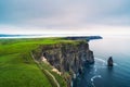 Aerial view of the scenic Cliffs of Moher in Ireland Royalty Free Stock Photo