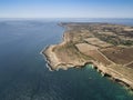 Aerial view of scenic coastline of Plemmirio in Sicily