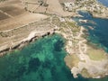 Aerial view of scenic coastline of Plemmirio in Sicily