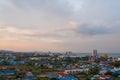 Aerial view scenic landscape of the city with storm cloud rain will coming Royalty Free Stock Photo